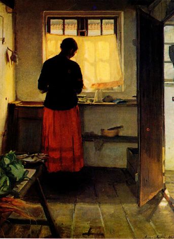 Anna Ancher: Pige i køkkenet, 1883-86