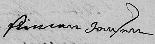 Simon Jensens underskrift på fæstebrev af 3.8.1756 på Vester Suusgaard i Gørding sogn